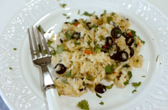 Imagem da receita de arroz cremoso no forno com bacalhau