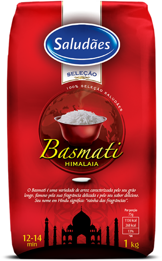 Embalagem de Arroz Saludães Basmati Himalaia 1 kg|Embalagens de 500g e 1kg de Arroz Saludães Basmati Himalaia